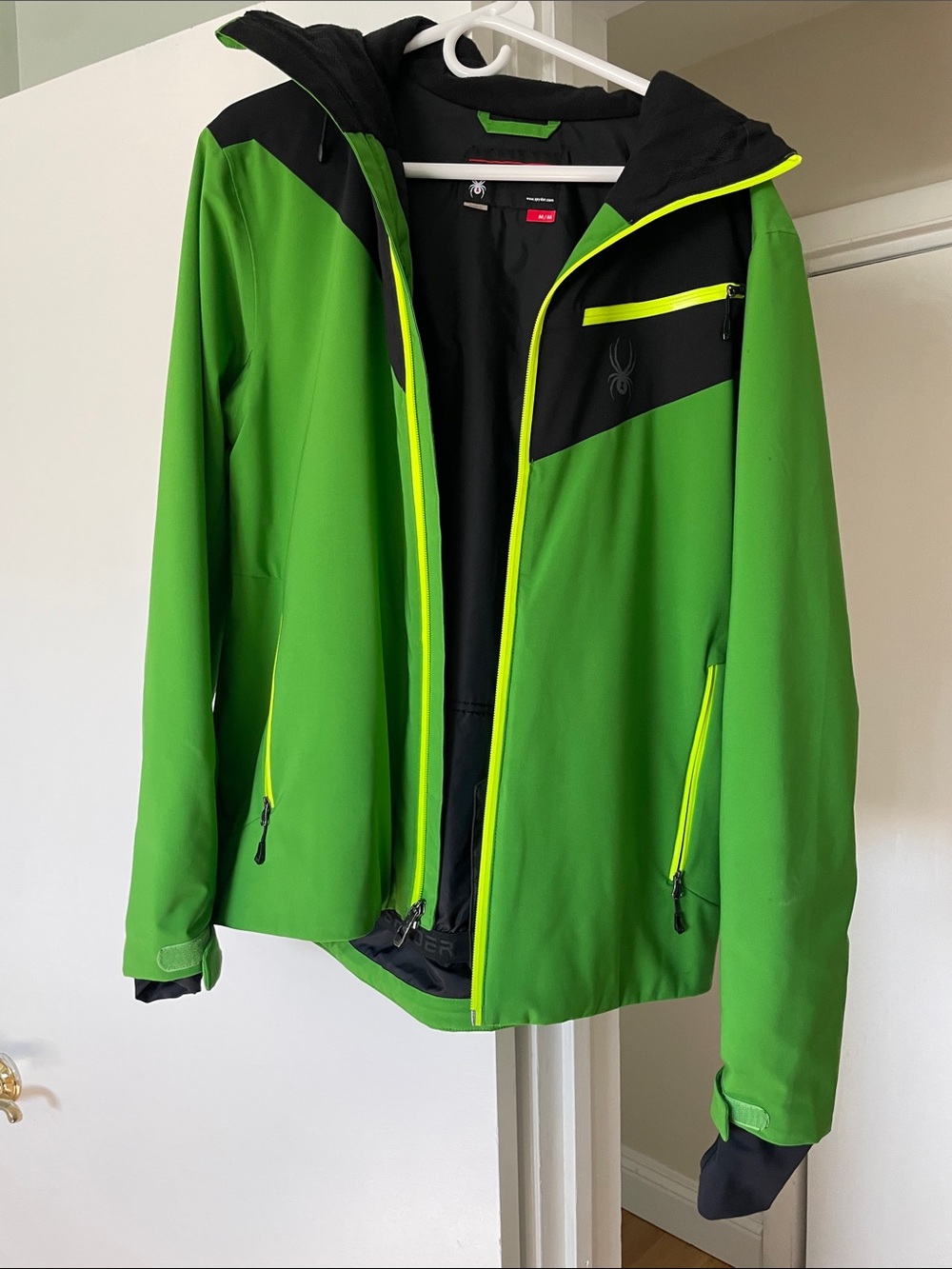 Spyder Men’s Neon Green and Black Softshell Ski Jacket